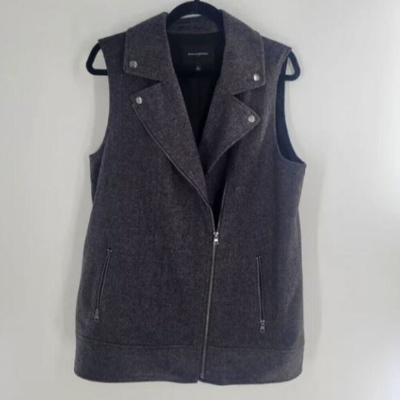 Banana Republic Women's Zip Front Collared Wool Blend Dark Gray Vest Large - Picture 1 of 4